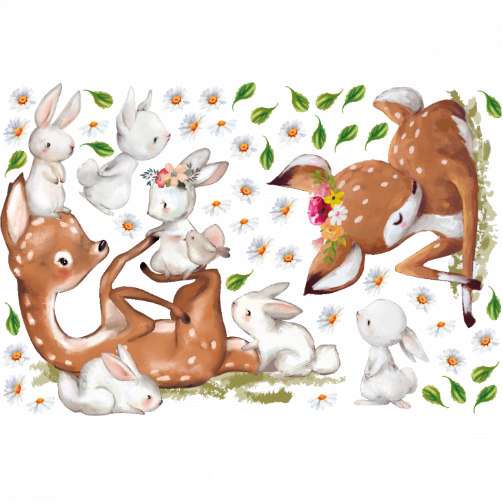 Adesivi murali Animali - Adesivo animali cervi e conigli - ambiance-sticker.com