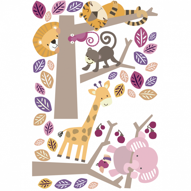 Adesivi murali Animali - Amici adesivi animali della giungla per la vita - ambiance-sticker.com