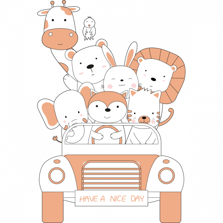 Adesivi animali bambini  - Adesivo animali da viaggio di colore arancione - ambiance-sticker.com