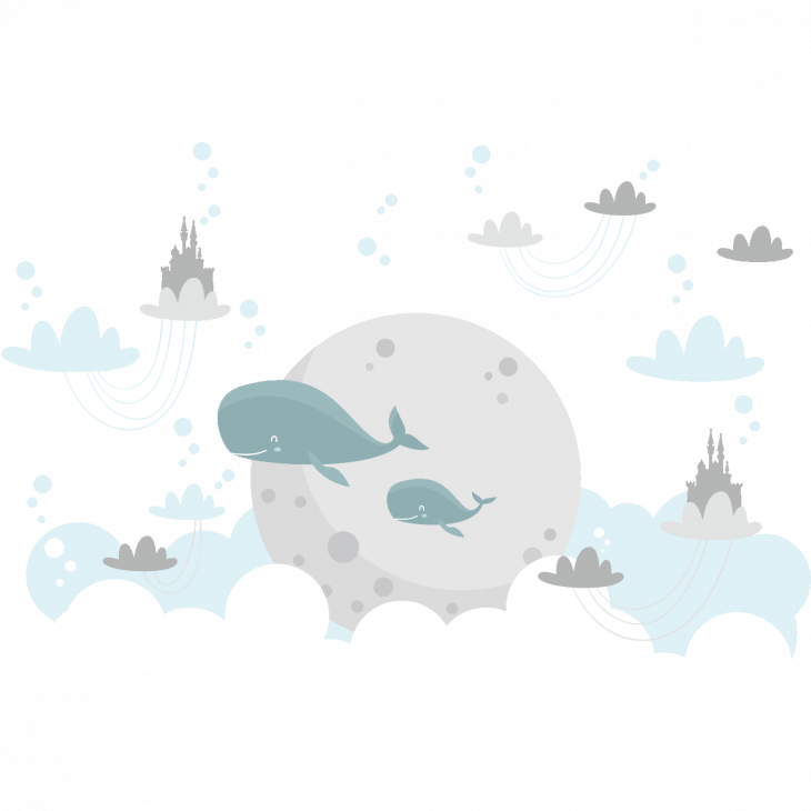 Adesivi murali Animali - Adesivo pianeti balena - ambiance-sticker.com