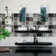 muurstickers tegels - 9 muursticker tegel azulejos klassiek zwart-wit schaduw - ambiance-sticker.com