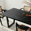 Muursticker zwarte houten rol - Zwart en wit marmeren zelfklevende coating - 2m x 60cm - ambiance-sticker.com