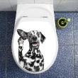 Muursticker WC - Om toiletten muursticker met een nieuwsgierige hond - ambiance-sticker.com