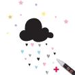 Muurstickers Schoolbord - Muursticker leisteen sterrenhemel wolk en regen van harten + 1 wit vloeibaar krijt - ambiance-sticker.com