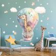 Muurstickers dieren - Muursticker giraffe in hete luchtballon - ambiance-sticker.com
