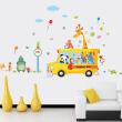Muurstickers babykamer - Muursticker Bus met grappige dieren - ambiance-sticker.com