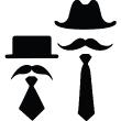 Muurstickers silhouettes - Muursticker Whiskers, hoeden en dassen - ambiance-sticker.com
