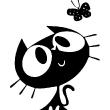 Muurstickers babykamer - Muursticker Kat en vlinder - ambiance-sticker.com