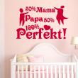 Muurstickers babykamer - Muursticker citaat 50% Papa 50% Mama - ambiance-sticker.com