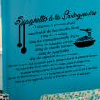 Muurstickers voor keuken - Muursticker decoratieve citaat recept Spaghettis à la bolognaise - ambiance-sticker.com