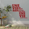 Muurstickers teksten - Muursticker citaat Rien ne vaut une vie - André Malraux - ambiance-sticker.com