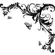 Muurstickers design - Muursticker Bloemen hoek en vlinders - ambiance-sticker.com