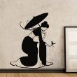 Muurstickers silhouettes - Muursticker Vrouw met paraplu en vogels - ambiance-sticker.com