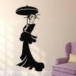 Muurstickers silhouettes - Muursticker Vrouw met Paraplu Ronde - ambiance-sticker.com