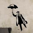 Muurstickers silhouettes - Muursticker man met paraplu - ambiance-sticker.com