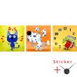 klokken Muurstickers - Muursticker Cartoon katten en honden - ambiance-sticker.com