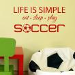 Muurstickers teksten - Muursticker Life is simple, eat-sleep-play-soccer - ambiance-sticker.com