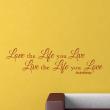 Muurstickers teksten - Muursticker Love the life you live, live the love you live - Bob Marley - ambiance-sticker.com