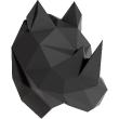 Muurstickers 3D - Mursticker origami 3D zwarte neushoorn van profiel - ambiance-sticker.com