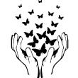 Muurstickers dieren - Muursticker Vlinders in de handen - ambiance-sticker.com