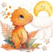 Muurstickers dinosaurus - Muursticker kleine oranje dinosaurus - ambiance-sticker.com