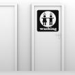 Muurstickers voor deuren - Mursticker deur Silhouet persoon in de douche - ambiance-sticker.com