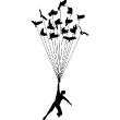 Muurstickers silhouettes - Muursticker Silhouet man met vogel parachute - ambiance-sticker.com