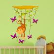 Muurstickers babykamer - Muursticker gelukkig aap opknoping van vlinders - ambiance-sticker.com