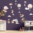 Muurstickers babykamer - Stickers dieren en hete lucht ballonnen gratis in de lucht - ambiance-sticker.com