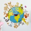 Muursticker kinderdieren Muursticker gelukkige dieren op planeet aarde - ambiance-sticker.com