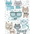 Muurstickers babykamer - Gelukkige vrienden katten Stickers - ambiance-sticker.com