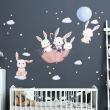 Muurstickers babykamer - Muurstickers Konijnen spelen in de lucht - ambiance-sticker.com