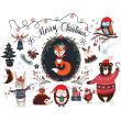 Muurstickers Kerstmis - Muursticker Kerstmis bos dieren Merry Christmas - ambiance-sticker.com