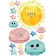 Muurstickers babykamer - Muursticker kleurrijke zon, wolken en sterren - ambiance-sticker.com