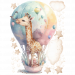 Muurstickers dieren - Muursticker giraffe in hete luchtballon - ambiance-sticker.com