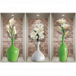 Muurstickers 3D - Mursticker 3D vazen ​​en witte bloemen - ambiance-sticker.com
