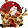 Muurstickers Kerstmis - Muursticker Kerstmis Kerstman in een snel tempo met zijn rendier - ambiance-sticker.com