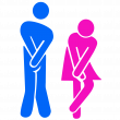 Muurstickers voor deuren -  Mursticker deur Blue man en vrouw roze wc - ambiance-sticker.com