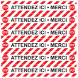 Vloer stickers - Vloer stickers 6 bands stop covid attendez ici merci - ambiance-sticker.com