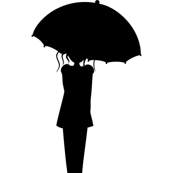 Muurstickers Schoolbord - Muursticker Schoolbord Vrouw met paraplu - ambiance-sticker.com