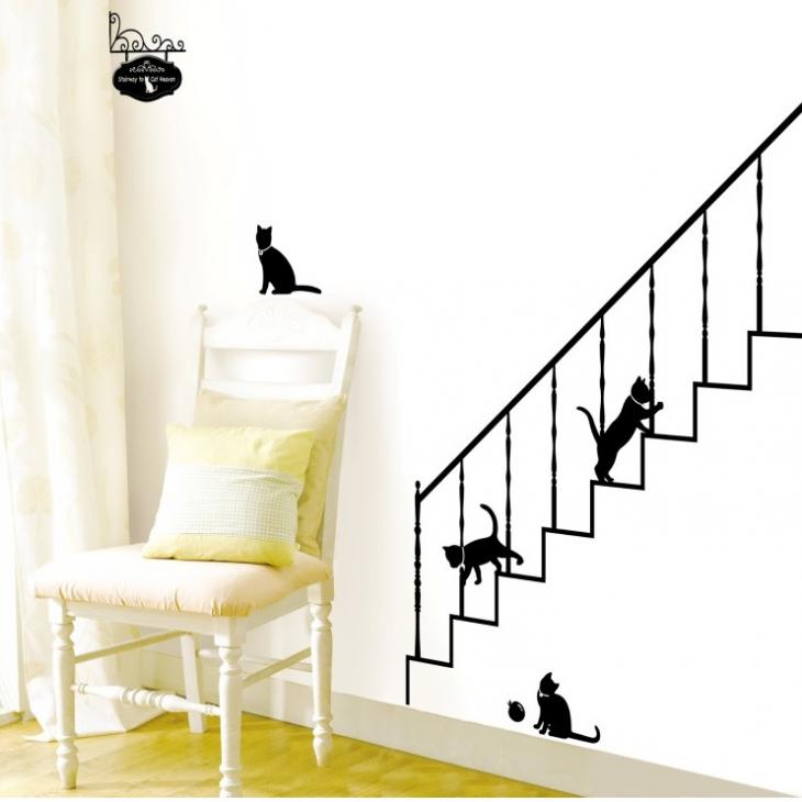 Katten en trappen - ambiance-sticker.com