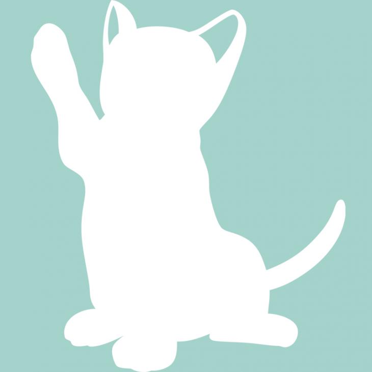 Muurstickers whiteboards - Muursticker Schoolbord Silhouet kitten - ambiance-sticker.com