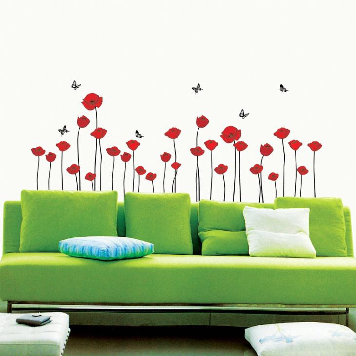 Muurstickers bloemen - Rode papavers muursticker - ambiance-sticker.com