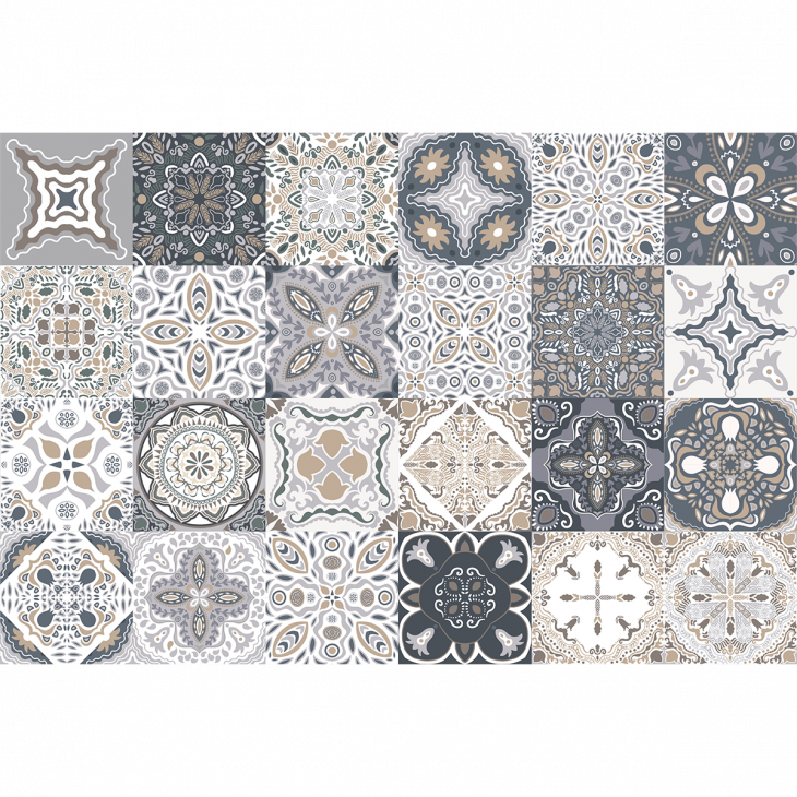 muurstickers cement tegels - 24 muurstickers tegels azulejos Nello - ambiance-sticker.com