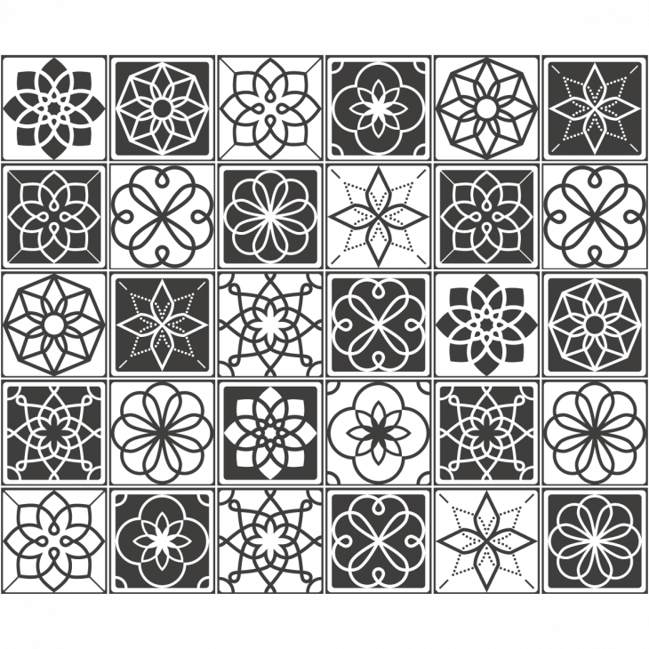 muurstickers cement tegels - 30 muursticker tegel azulejos Lima - ambiance-sticker.com