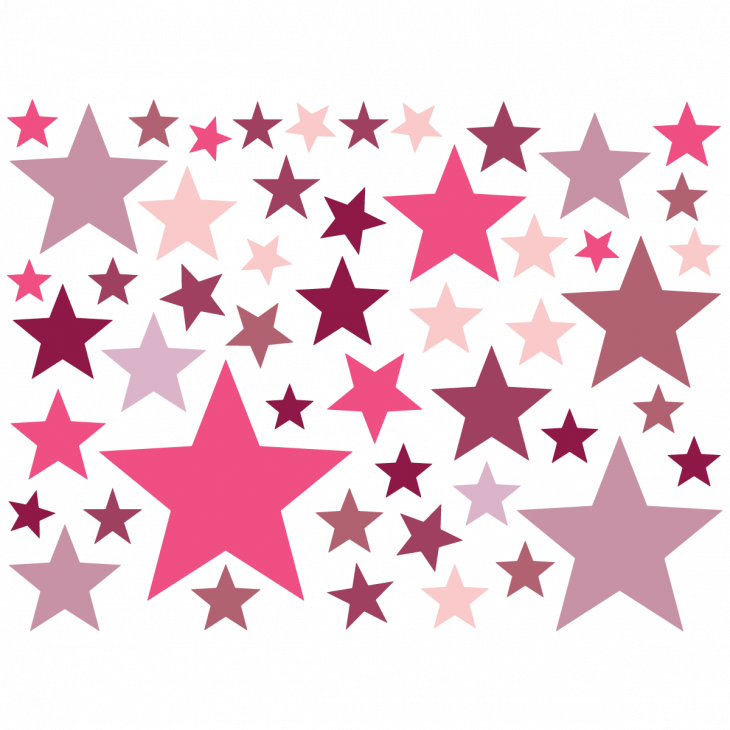 Muurstickers babykamer - 50 roze sterstickers - ambiance-sticker.com