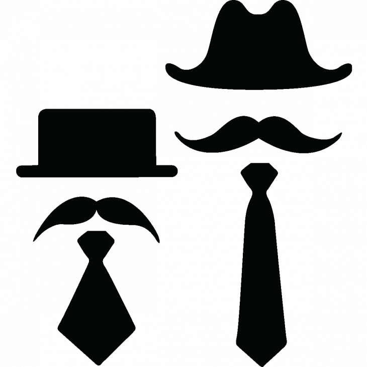 Muurstickers silhouettes - Muursticker Whiskers, hoeden en dassen - ambiance-sticker.com