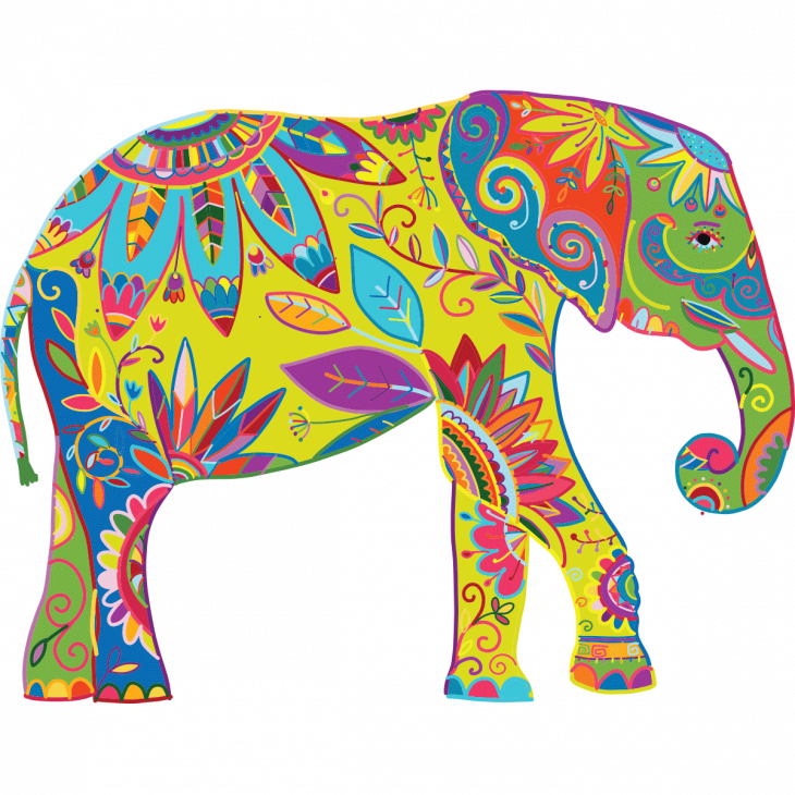 Muurstickers etnische design - Muursticker etnische kleurrijke olifant - ambiance-sticker.com