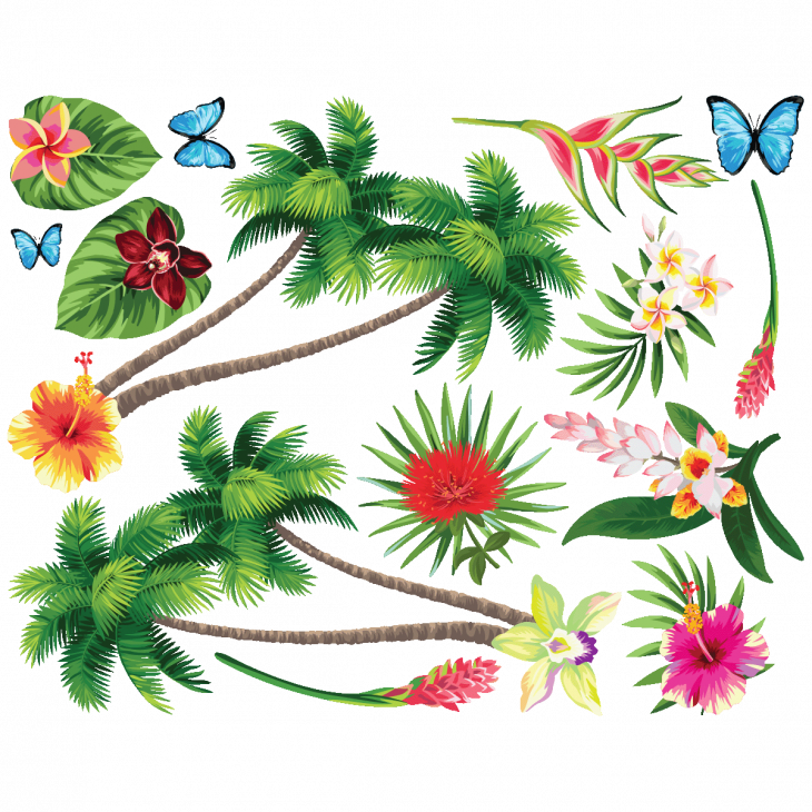 Muurstickers bloemen - Muursticker bloem tropisch paradijs - ambiance-sticker.com