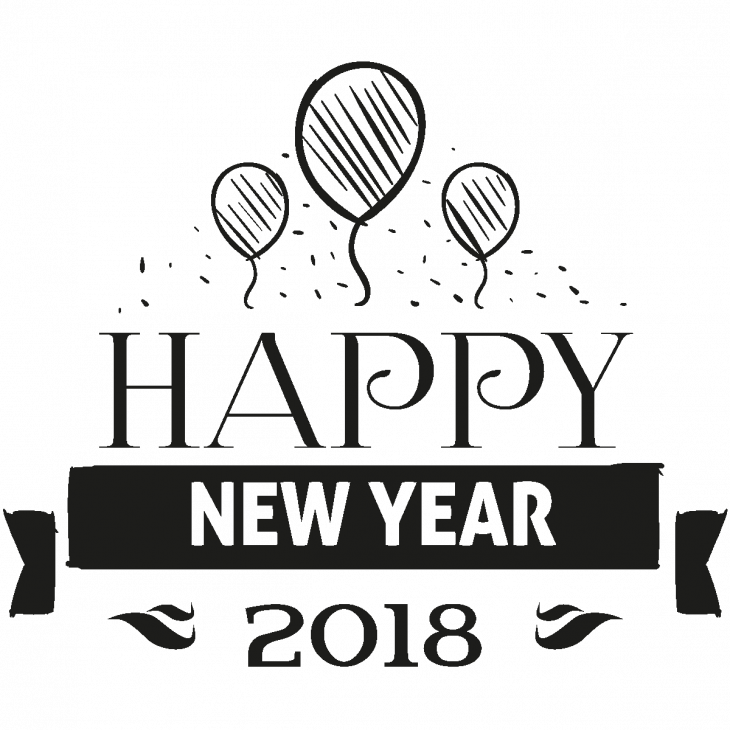 Muurstickers design - Muursticker happy new year 2018 met die ballonnen - ambiance-sticker.com